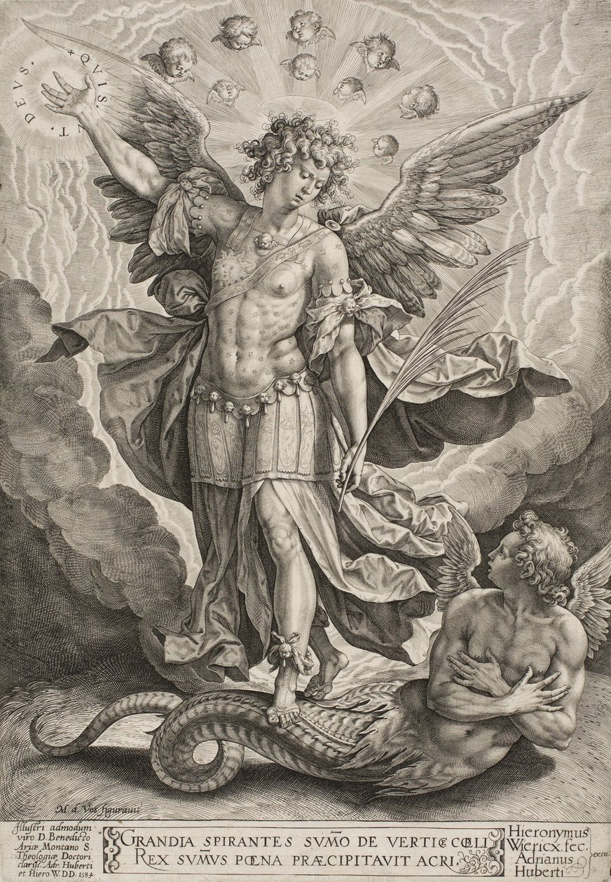 Aziz Michael Ejderhanın Üstünde Zaferi, 1584 by Hieronymus or Jerome Wierix