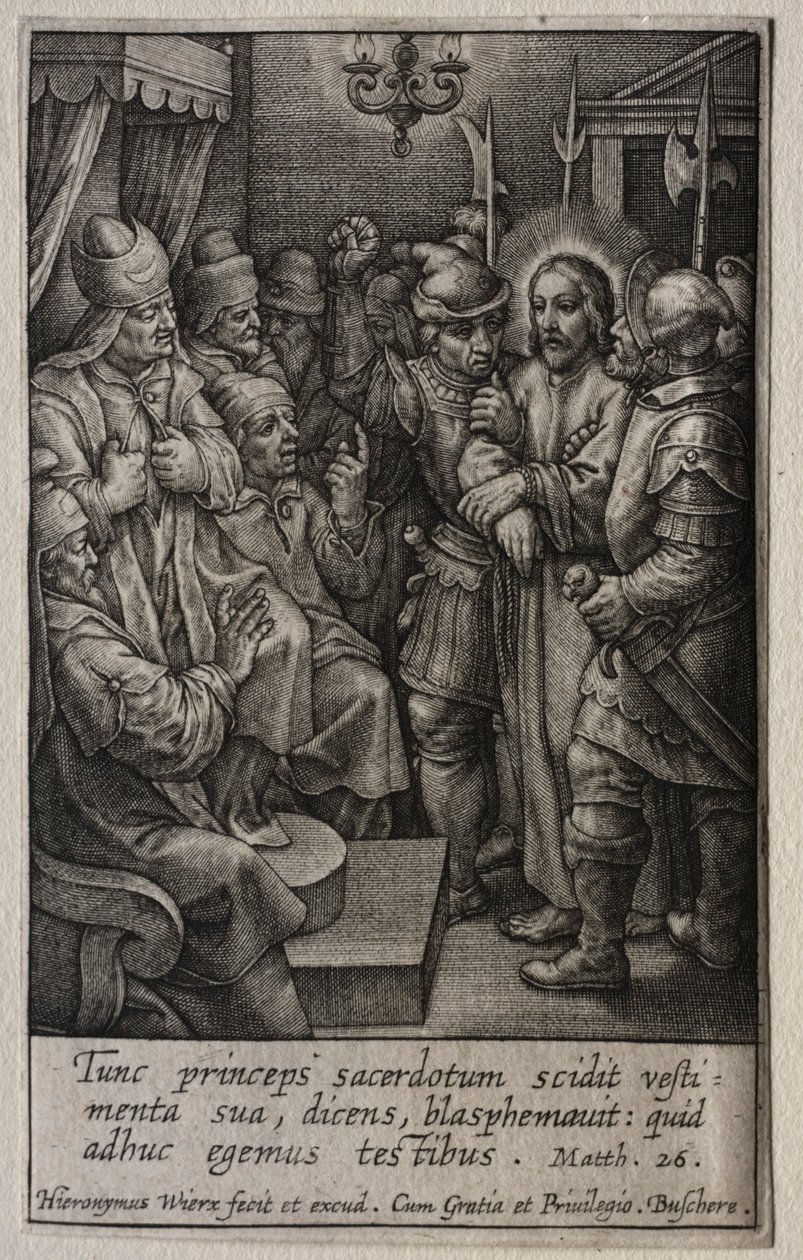 Tutku: Başrahipten önce İsa. by Hieronymus or Jerome Wierix