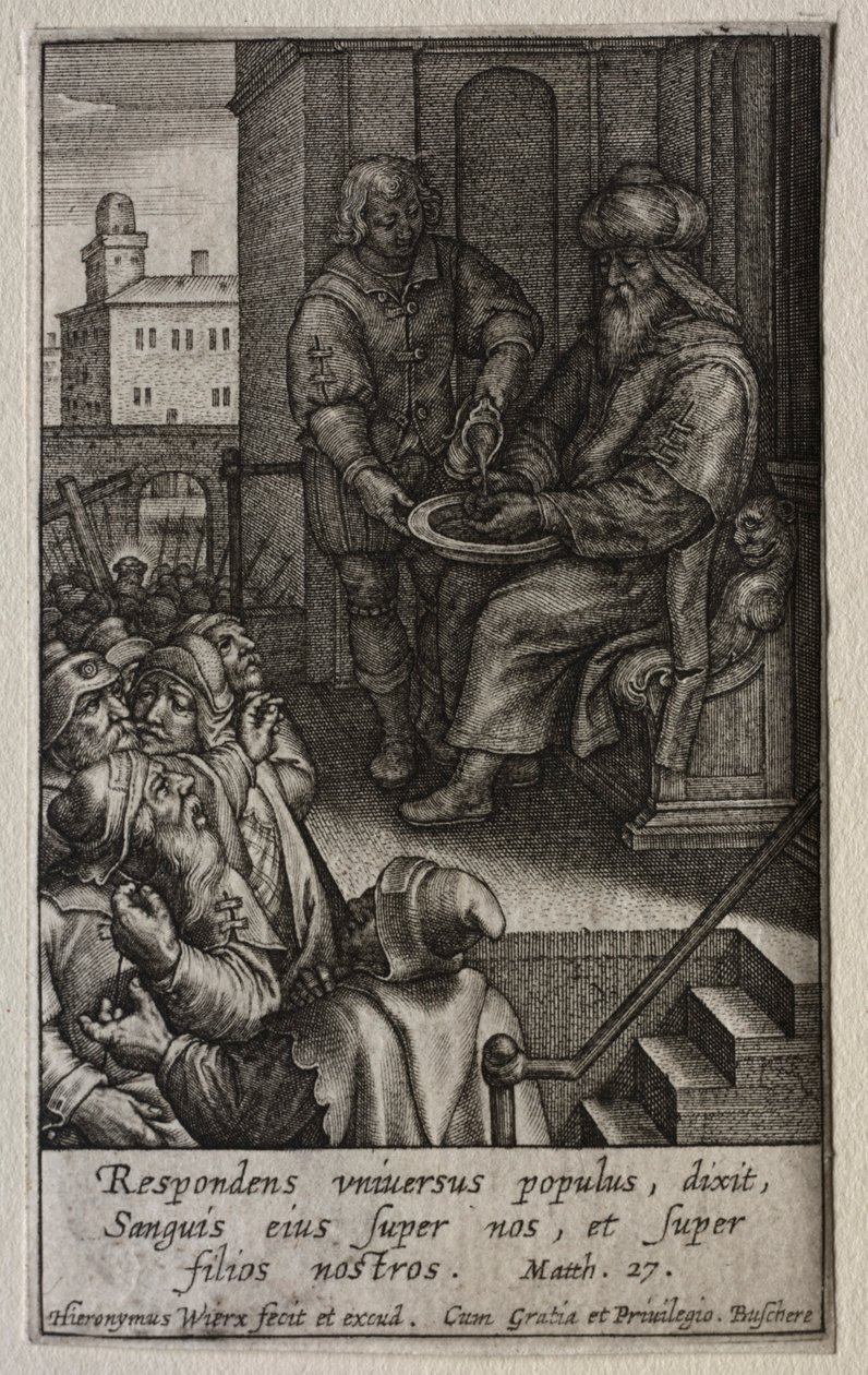 Tutku: Pilatus Ellerini Yıkamak. by Hieronymus or Jerome Wierix