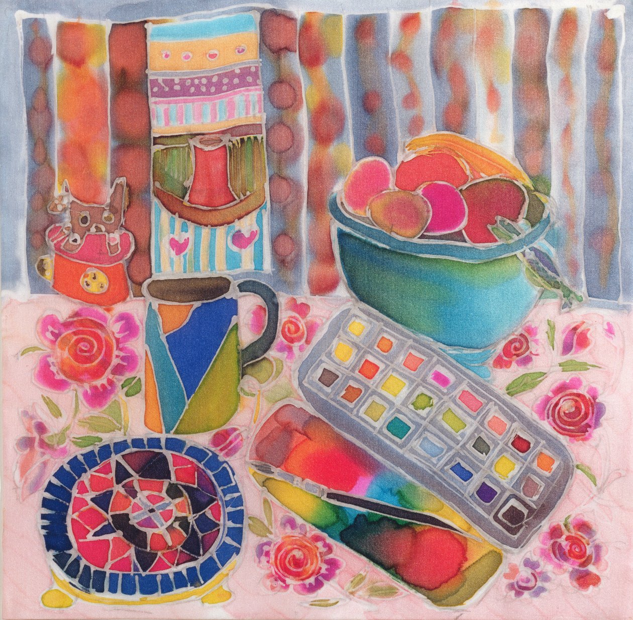 Sanatçının Paintbox, 2006 (ipek üzerine boyalar) by Hilary Simon