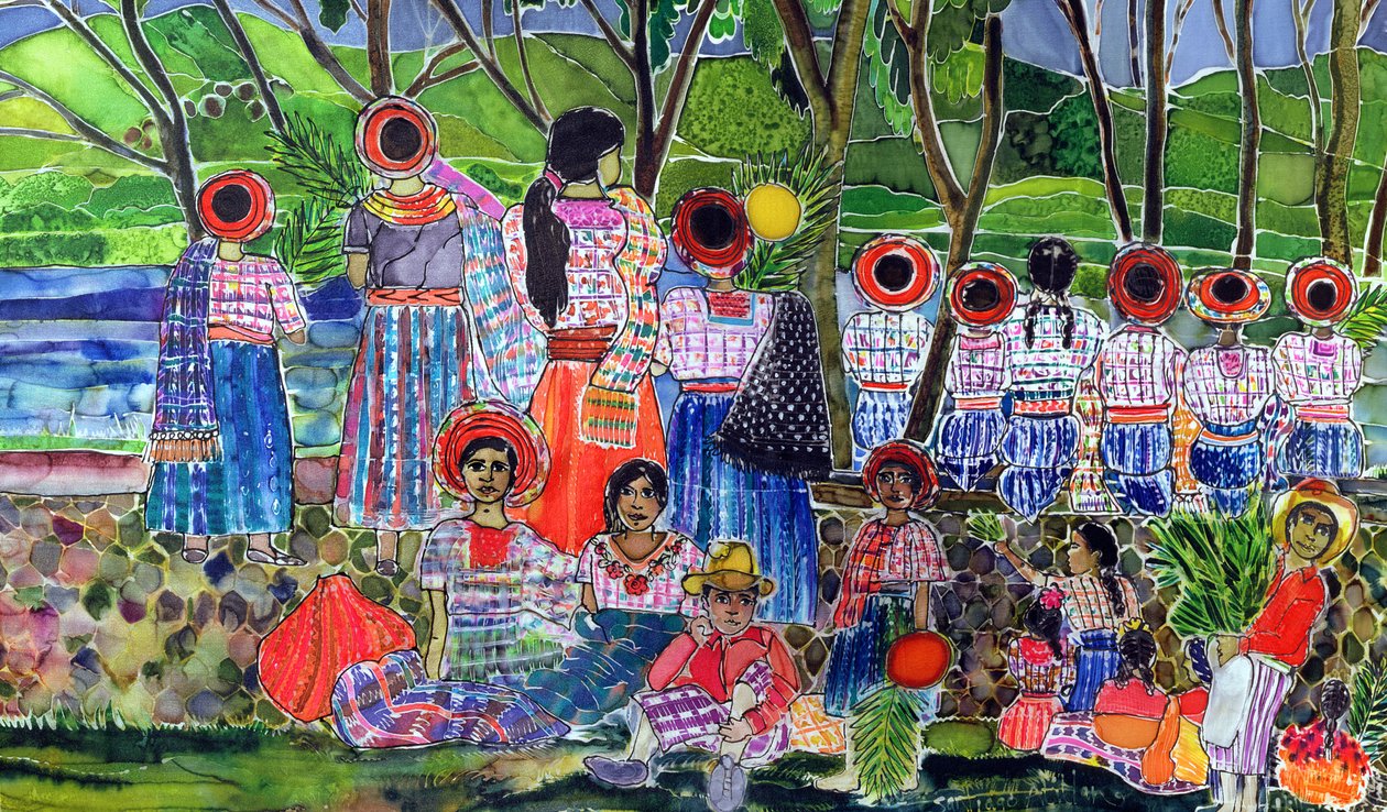 Atitlan Gölü, 2005 (ipek üzerine boyalar) by Hilary Simon