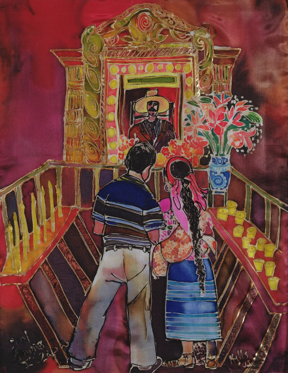 Maximon ile Maya Çifti, 2006 (ipek üzerine boyalar) by Hilary Simon