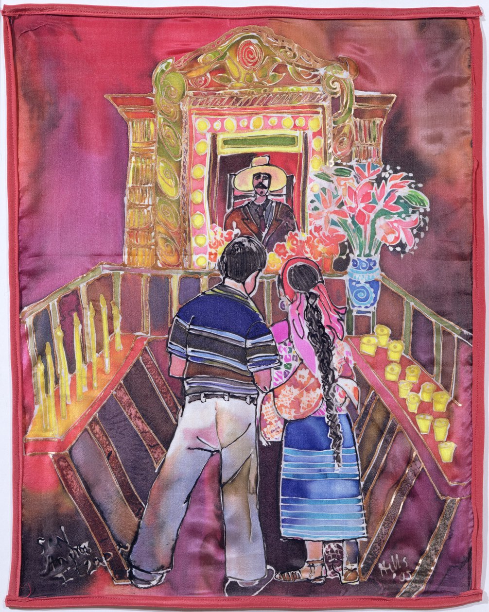 Maya çifti, 2005 (ipek üzerine boyalar) by Hilary Simon