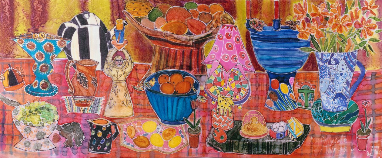 Favori Şeylerim, 2005 (ipek üzerine boyalar) by Hilary Simon