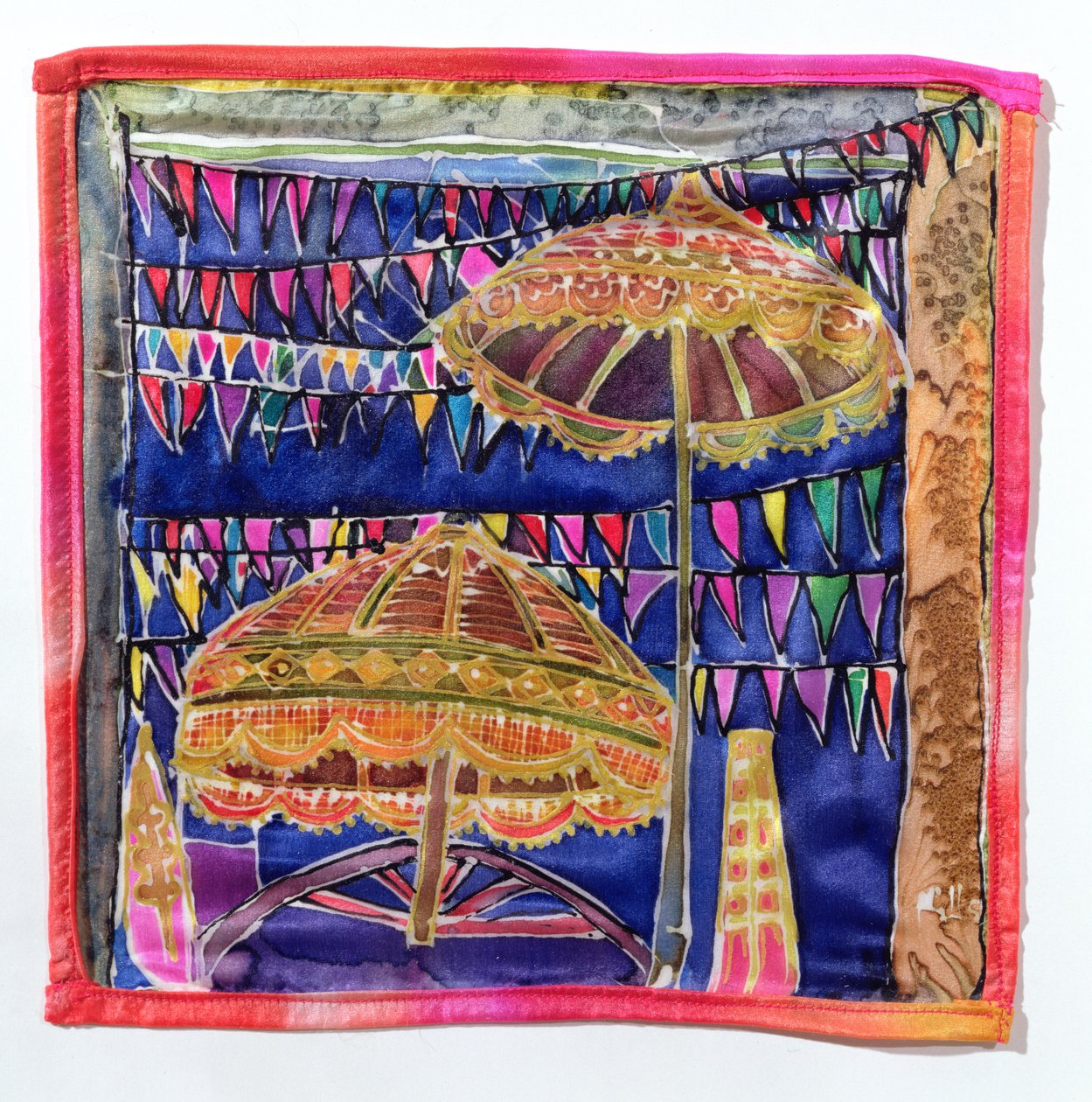 Bali güneş şemsiyeleri, 2005 (ipek üzerine boyalar) by Hilary Simon