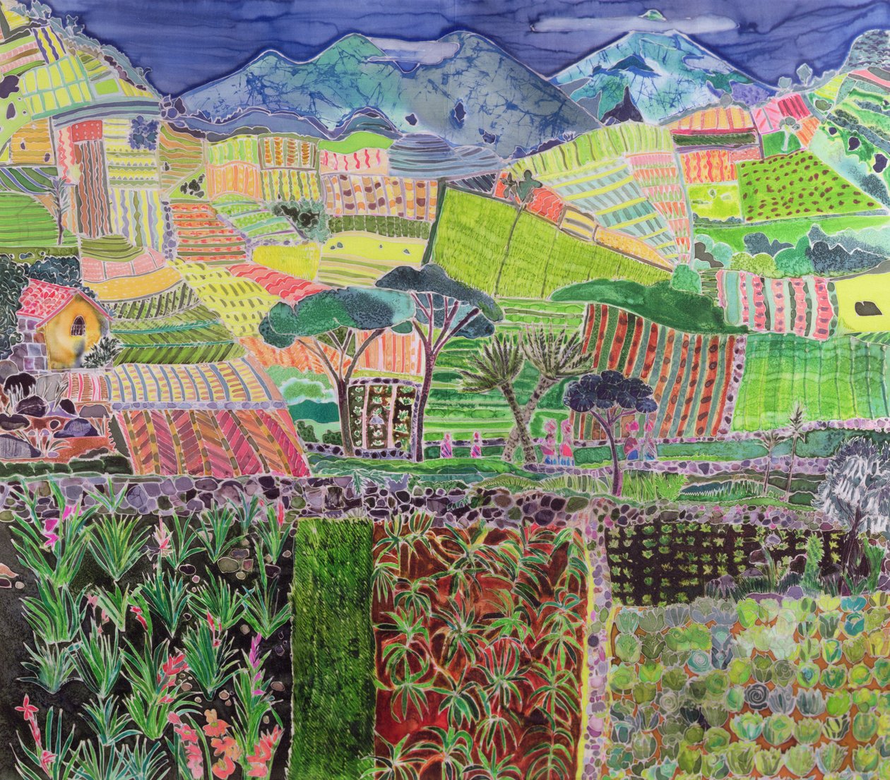 Cabbages and Lillies Revisited, Guatemala, 2006 (ipek üzerine boyalar) by Hilary Simon