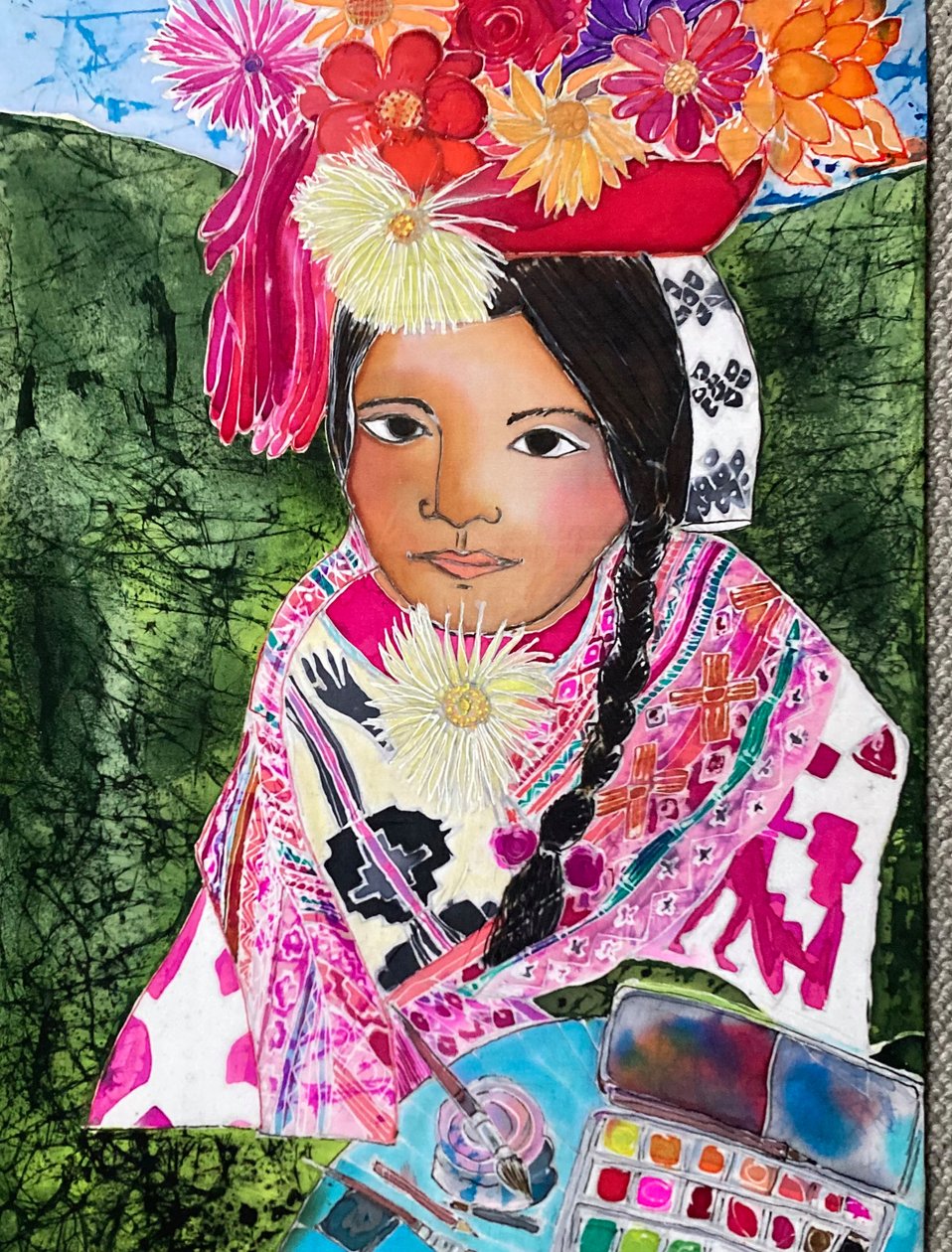 Helloc, Peru#39;dan Kız, 2023 (ipek üzerine boyalar) by Hilary Simon