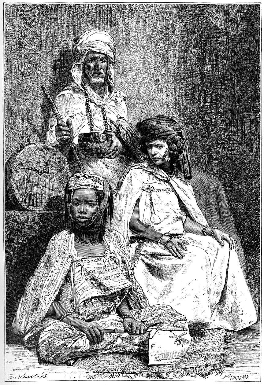 Arap dilenci, Biskra ve El-kantra kadınları, c1890 by Hildibrand