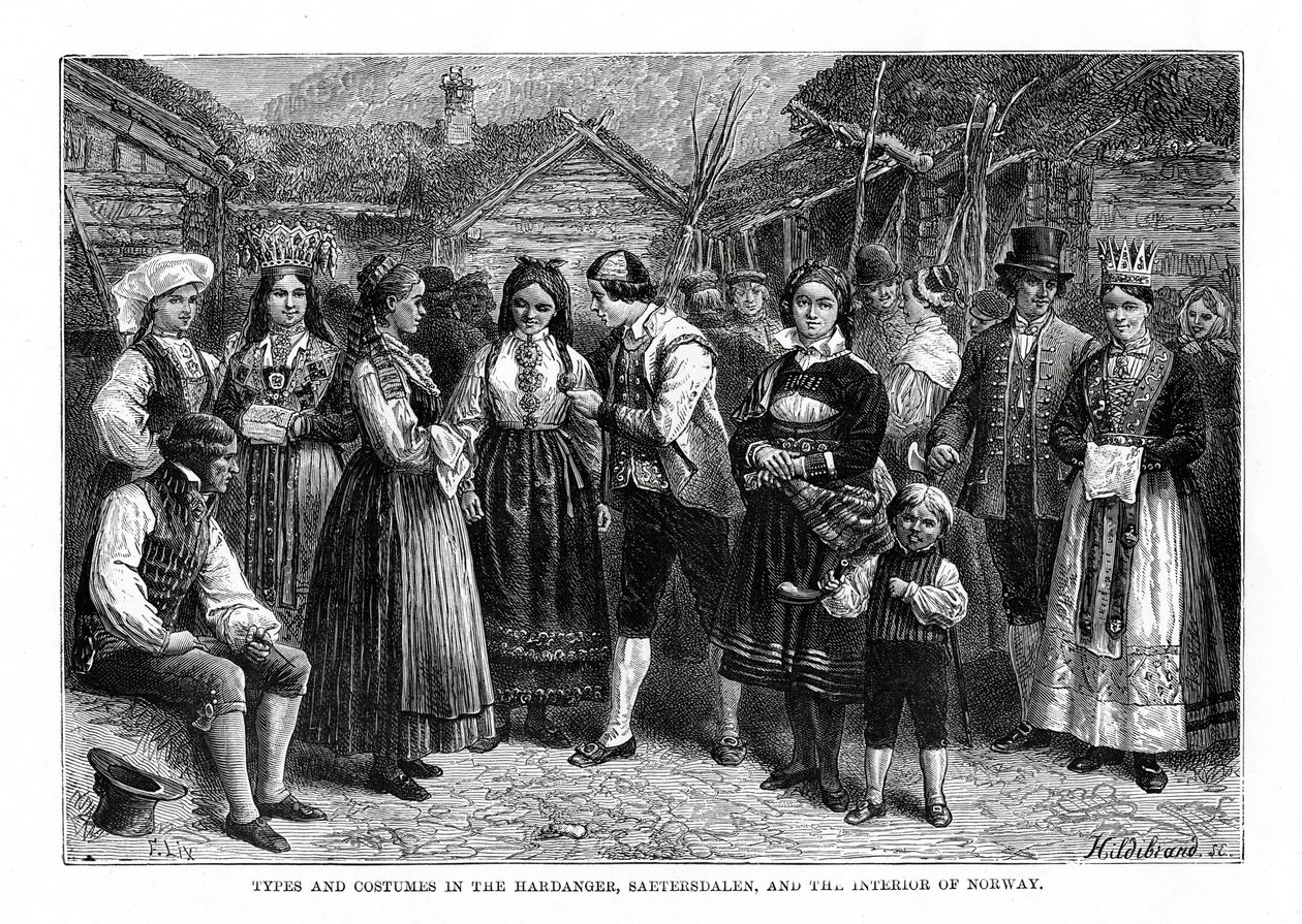 Norveç'te tipler ve kostümler, 1879. by Hildibrand