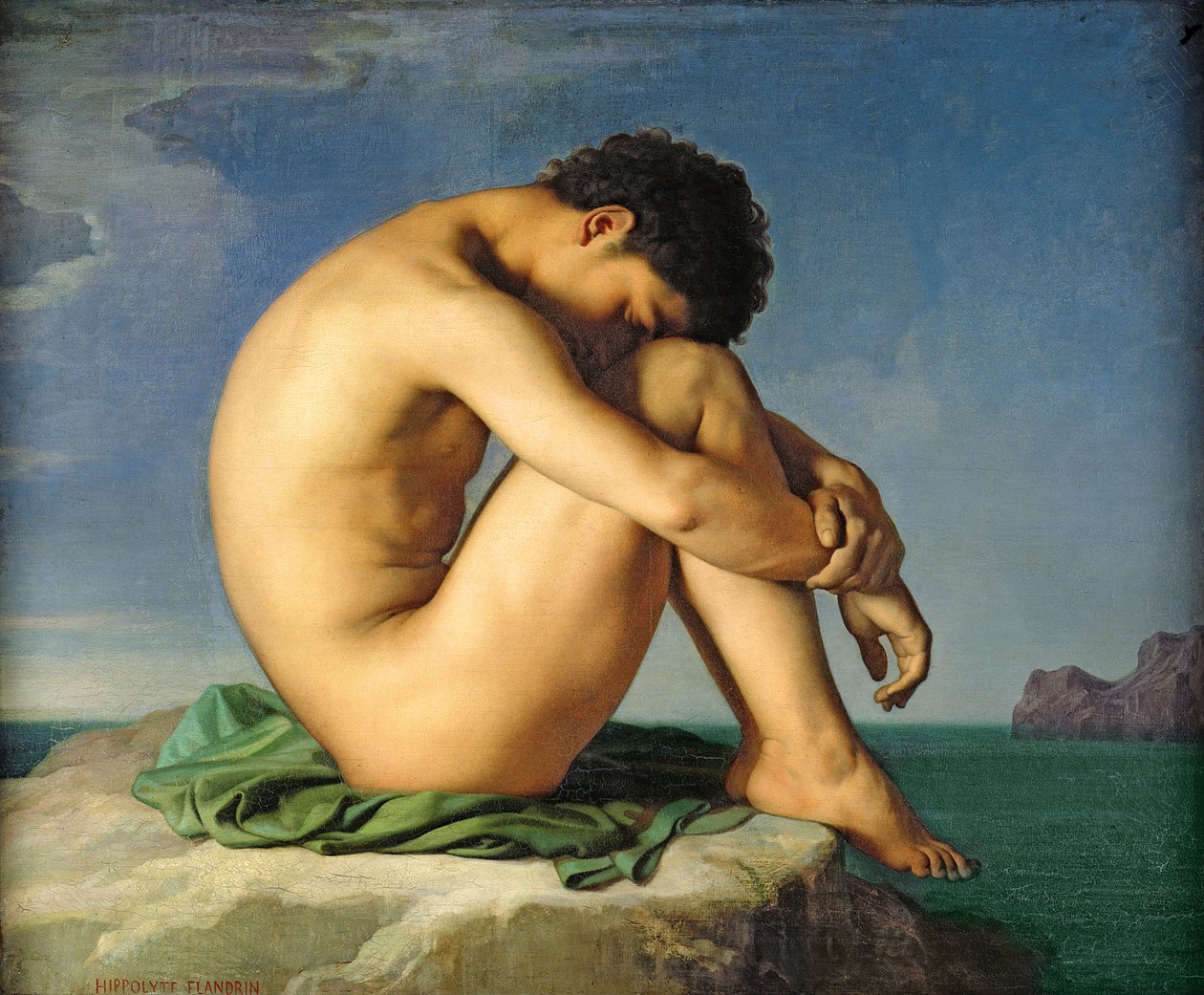 Deniz Kenarında Oturan Çıplak Genç Adam, 1836 by Hippolyte Flandrin