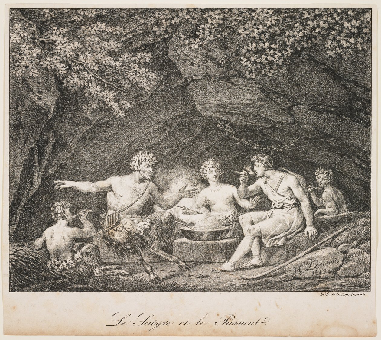Satyr ve yoldan geçenler, 1819 by Hippolyte Lecomte