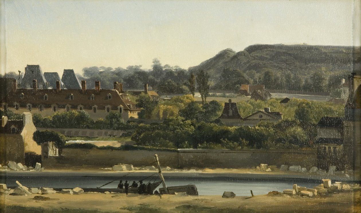 Saint Louis Hastanesi ve Buttes-Chaumont, Paris, 1830 dolayları (tuval üzerine yağlı boya) by Hippolyte Adam