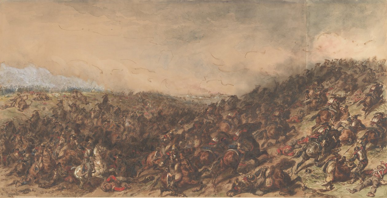Savaş Sahnesi Waterloo, 1815-66. by Hippolyte Bellange