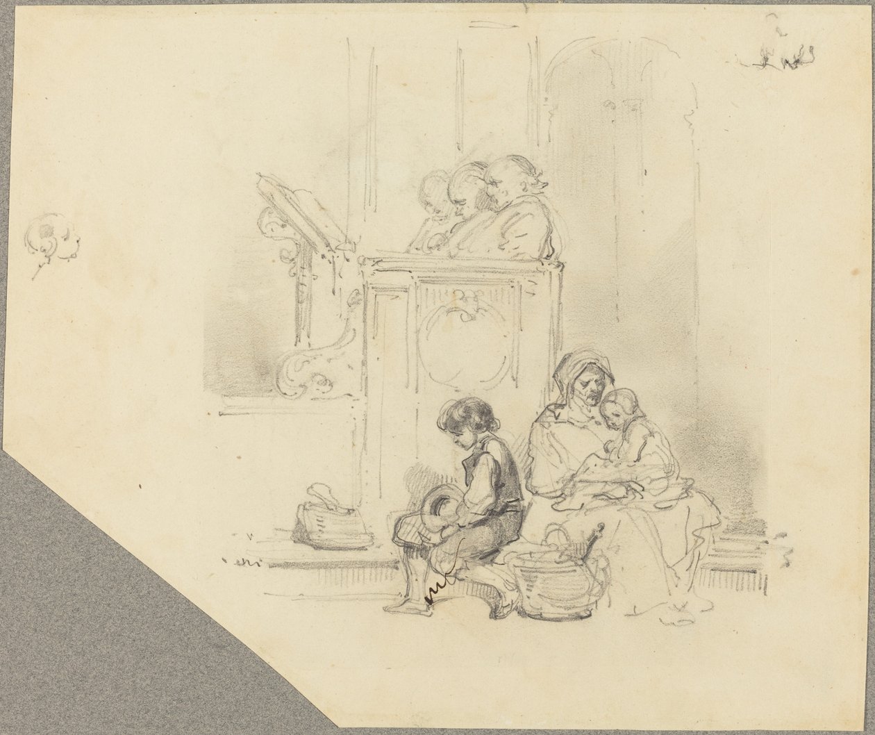 Bir Kilise Hizmetindeki Rakamlar by Hippolyte Bellange