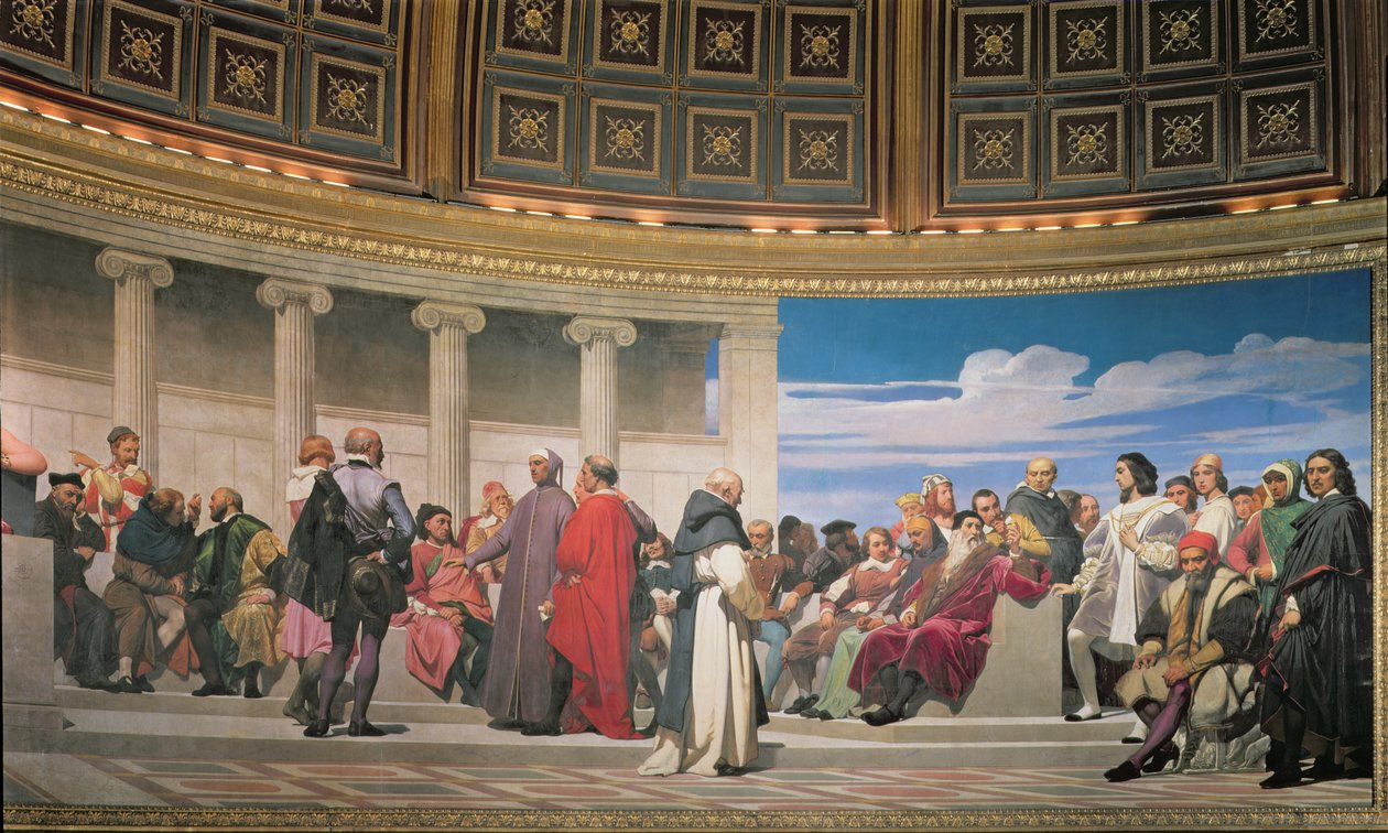 Hemicycle: Her Yaştan Sanatçılar, sağ taraftaki detay, 1836-41 fresk ayrıca bkz. 83553 ve 83554 by Hippolyte Delaroche