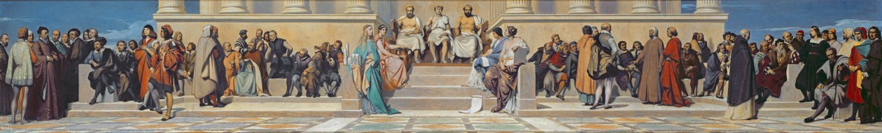 Ecole des Beaux-Arts, c.1836-41 (tuval üzerine yapıştırılmış kağıt üzerine yağlı boya) by Hippolyte Delaroche