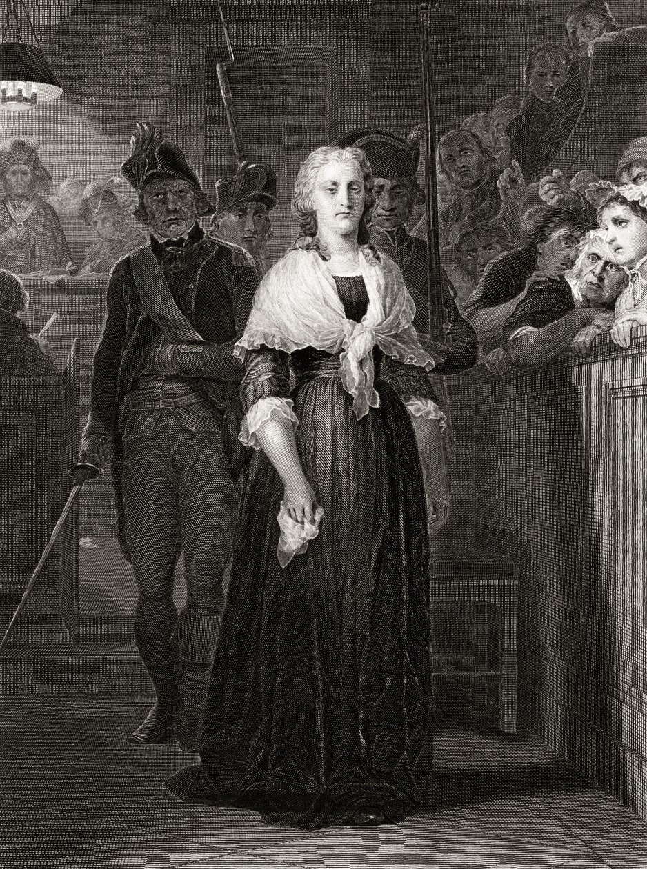 Marie Antoinette, Devrim Mahkemesi Mahkemesi önünde, 14 Ekim 1793, William French tarafından oyulmuş (c.1815-98) by Hippolyte Delaroche