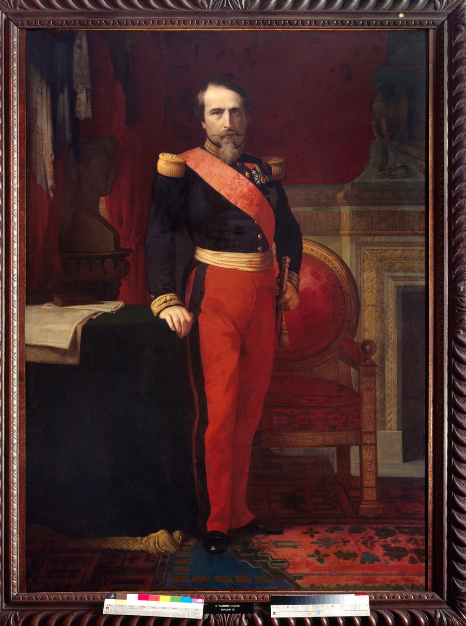 Portre en pied de Napoleon III (1808-1873) Hippolithe Flandrin (1809-1864) tarafından yapılan resim. 1862. Soluk. 2.12 x 1.47. Musee du Chateau, Compiegne - Napolyon III