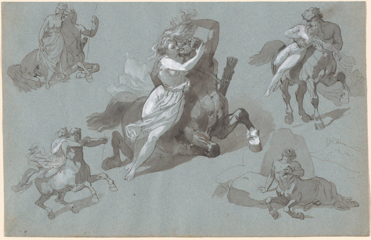 Dört Duruşta Nessus ve Dejanira ve Ölen Nessus by Hippolyte Lalaisse