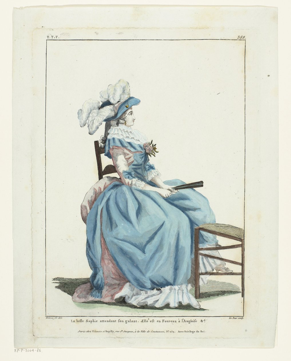Fransız Modası ve Kostümleri Galerisi 1787, TTT.388: Bekleyen güzel Sophie... by Hippolyte Le Bas