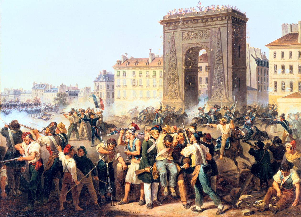 Porte St Denis Savaşı, 28 Temmuz 1830, Paris by Hippolyte Lecomte