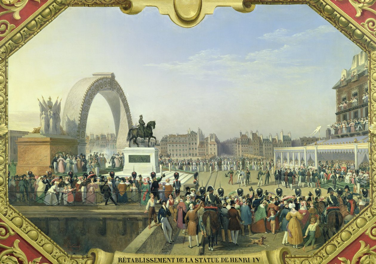 Re-establishment of the Statue of Henri IV (1553-1610) on Pont Neuf, 25th August 1818  by Hippolyte Lecomte