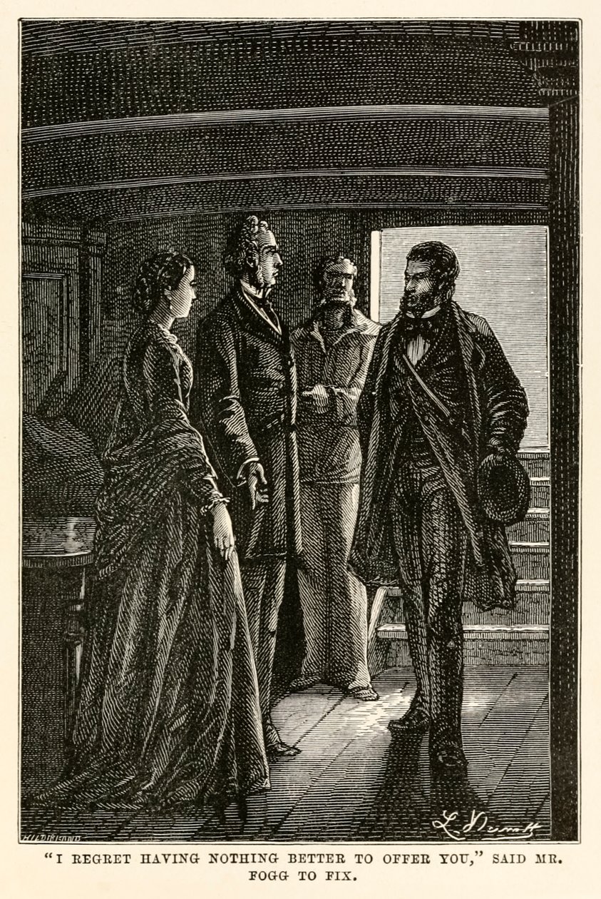 Henri-Théophile Hildebrand (1824-97) tarafından oyulmuş Jules Verne (1828-1905) tarafından Seksen Günde Devri Alem