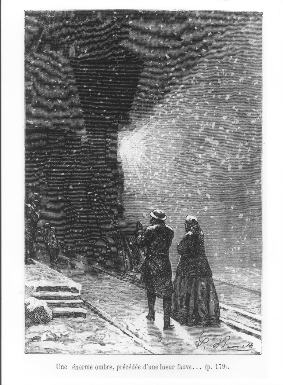 Muazzam Bir Gölge, Öncesinde Parlak Bir Işık, Pan tarafından kazınmış Jules Verne (1828-1905) tarafından 