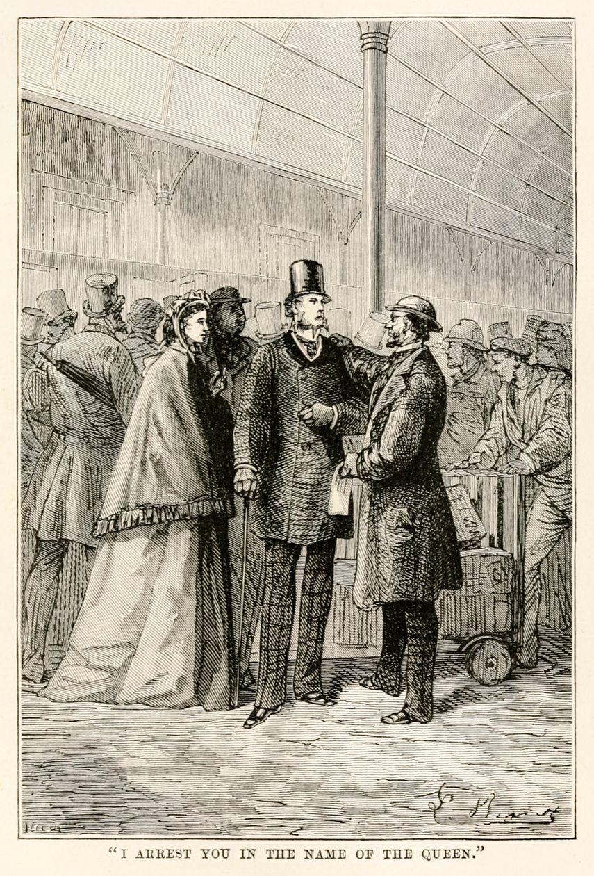 Jules Verne (1828-1905), 1873 tarafından Seksen Günde Devri Alemden Kraliçe adına seni tutukluyorum by Hippolyte Leon after Benett
