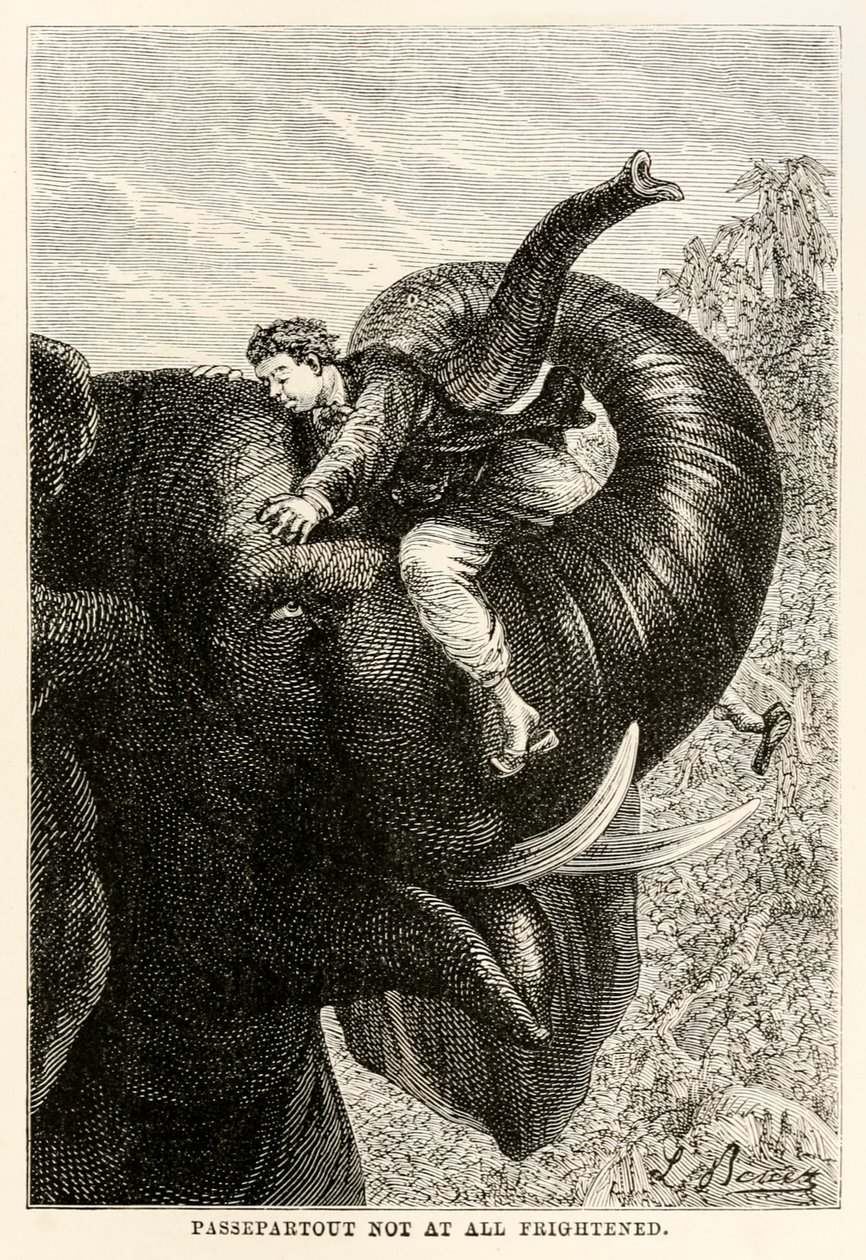 Passepartout, Seksen Günde Devri Alemden Jules Verne (1828-1905), 1873 by Hippolyte Leon after Benett