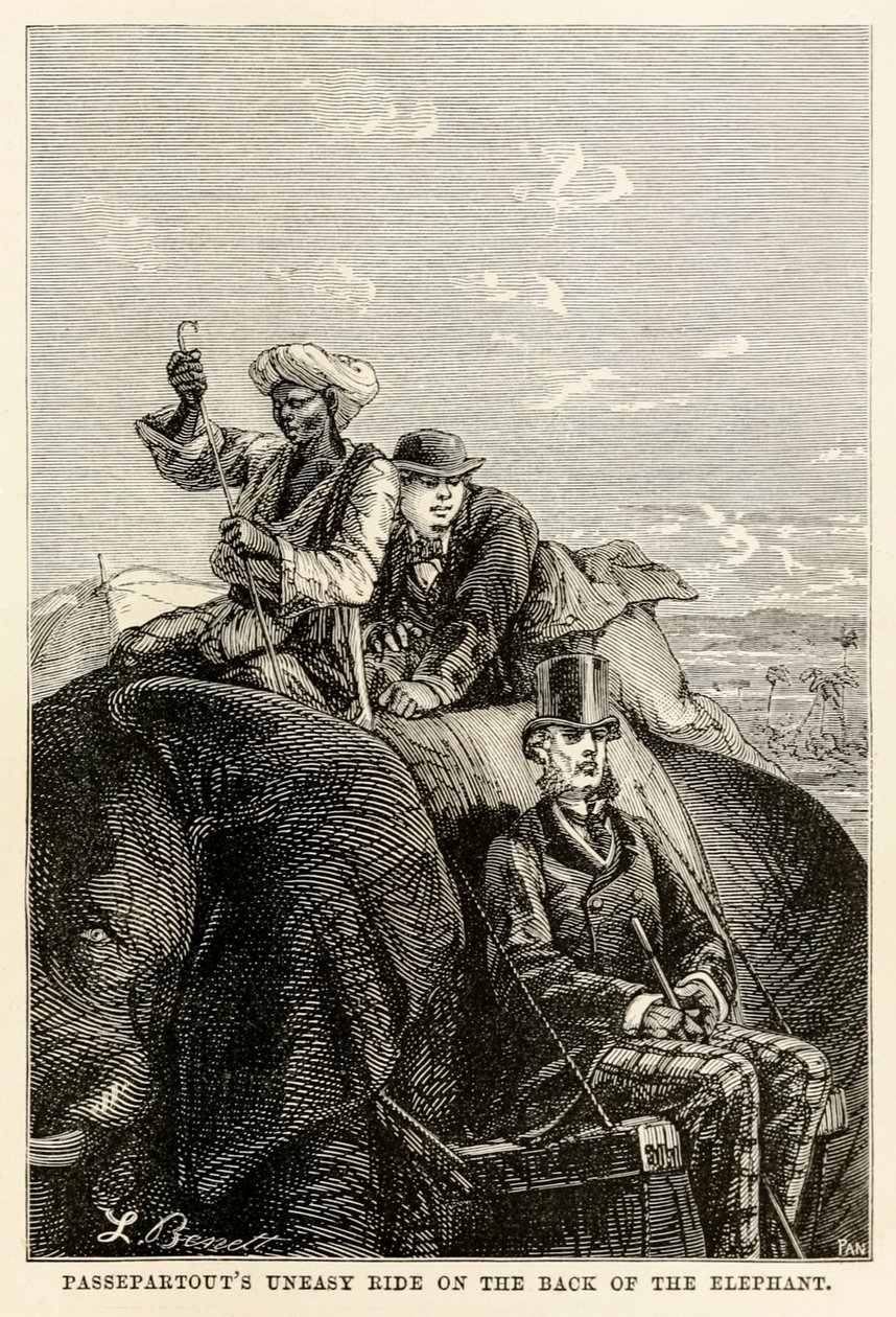 Adolphe François Pannemaker (1822-1900) 1873 tarafından oyulmuş Jules Verne (1828-1905) tarafından Seksen Günde Devri Alem