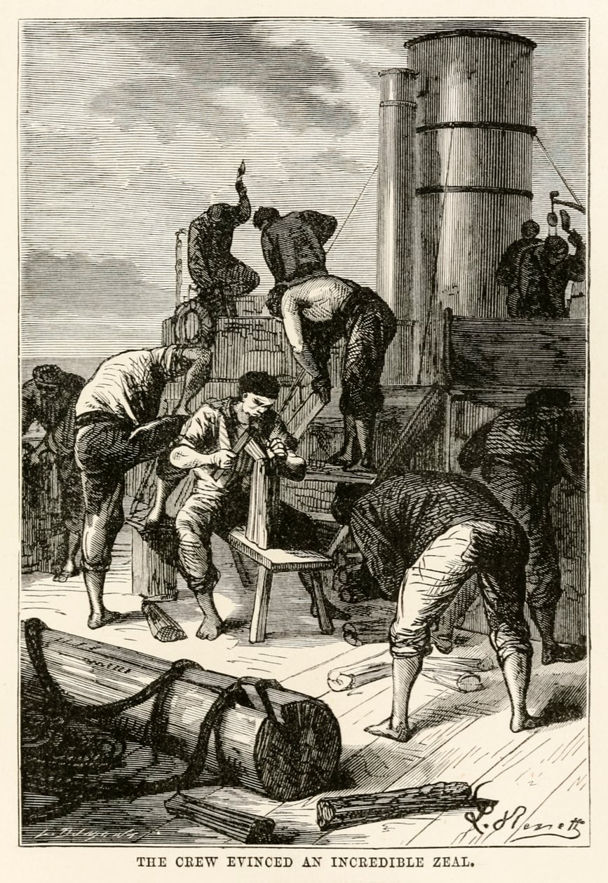 Mürettebat, Jules Verne (1828-1905), Louis Dumont (d. 1822), 1873 tarafından oyulmuş Seksen Günde Devri Alemden inanılmaz bir gayret gösterdi. by Hippolyte Leon after Benett