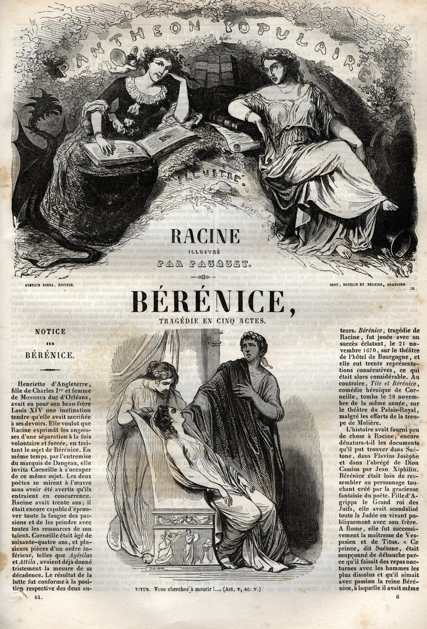 Beş perdelik Berenice trajedisi - Pauquet tarafından resmedilen “Jean Racine