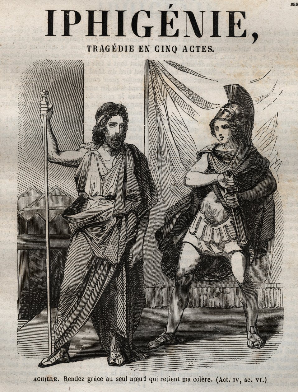 Iphigenie tragedie de Jean Racine - Pauquet tarafından resmedilen “” Oeuvres de Jean Racine” deki gravür ve Emile de La Bedolliere tarafından duyuru - 1851 by Hippolyte Louis Pauquet
