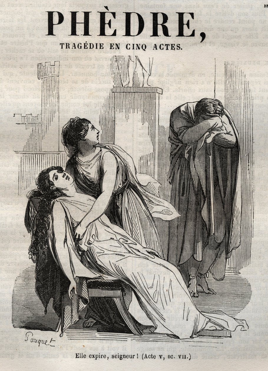 Phedre, Jean Racine tarafından (1639-1699 - Pauquet tarafından resmedilen “” Jean Racine Eserleri”nde gravür ve Emile de La Bedolliere tarafından not - 1851 by Hippolyte Louis Pauquet