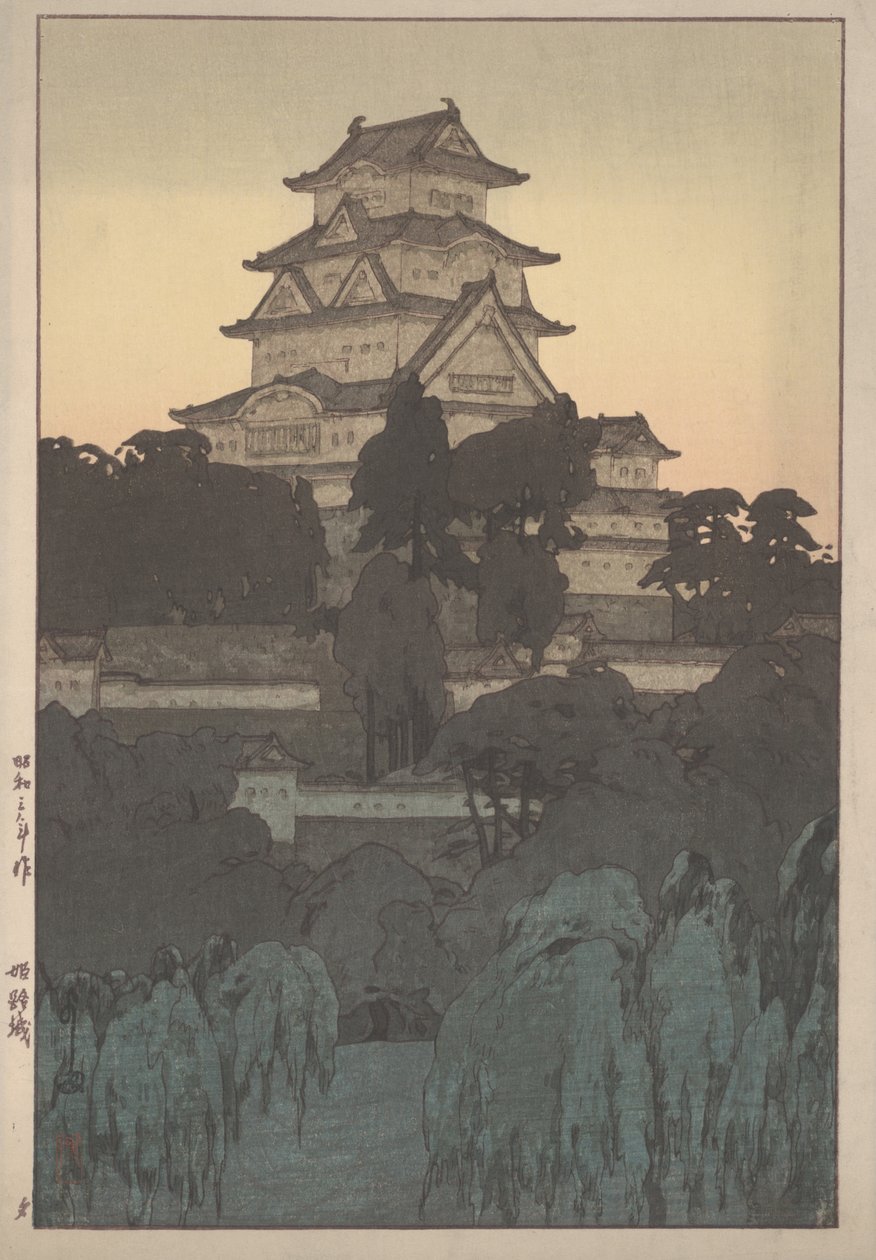 Himeji Kalesi (tahta baskı) by Hiroshi Yoshida