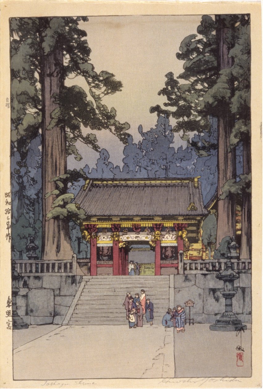 Toshoyu Mabedi (renkli tahta baskı) by Hiroshi Yoshida