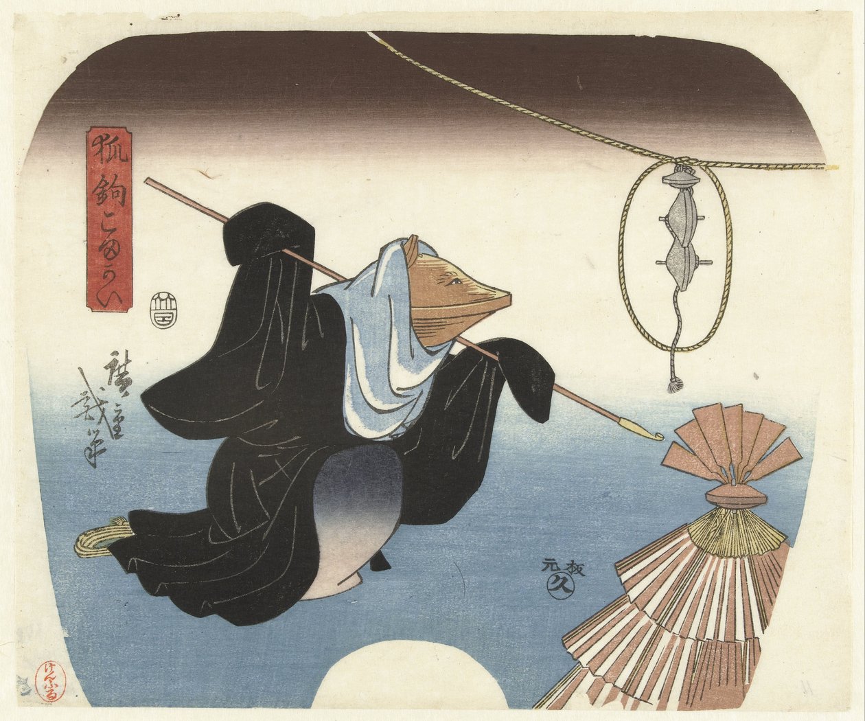 Vossenval Çerçevenin dışındaki Fox tuşu (CT ve kan sesi) by Hiroshige (I) , Utagawa