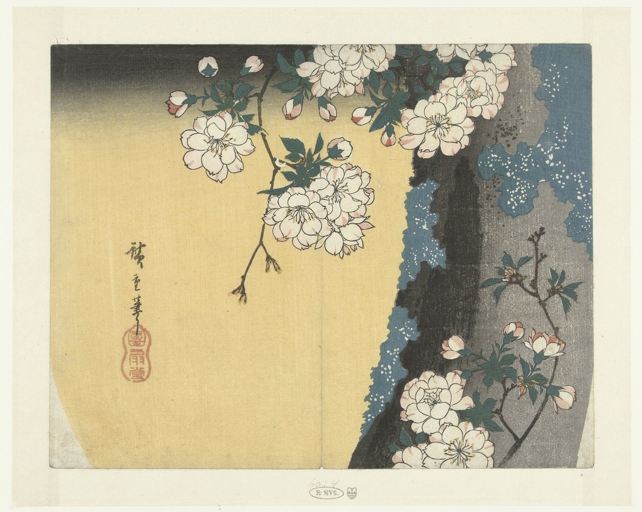 Yosunlu Gövde ve Kiraz Çiçekleri by Hiroshige (I) , Utagawa