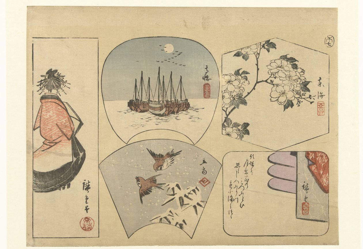 Beş kesik resim by Hiroshige (I) , Utagawa