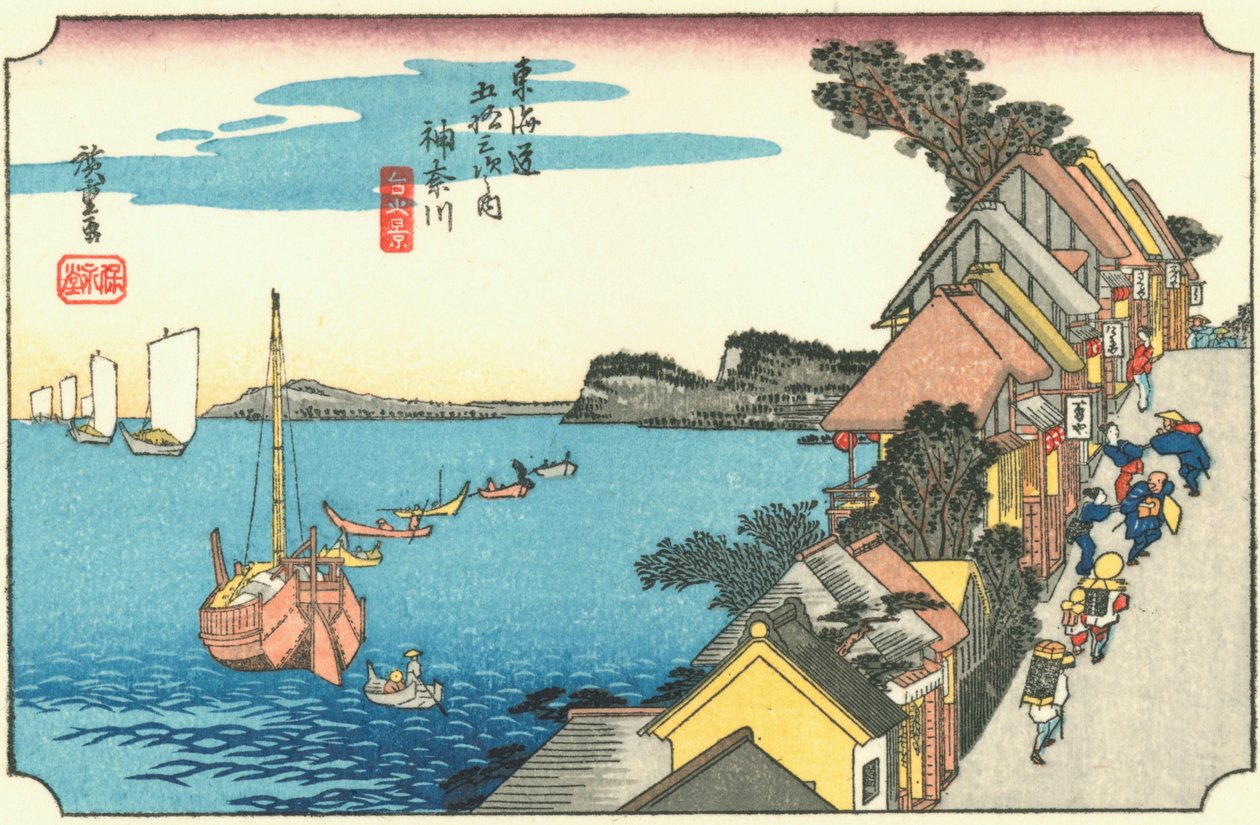 Kanagawa - Yokohama, Tokugawa döneminde göründüğü gibi. by Hiroshige