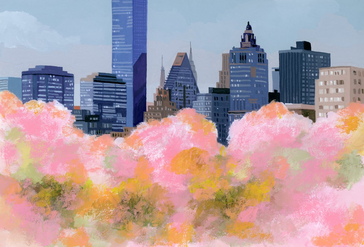 New York ve kiraz çiçekleri, 2016, by Hiroyuki Izutsu