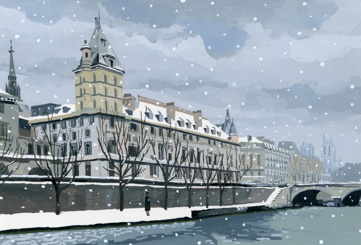 Kışın Seine, 2015 (Kağıt üzerine guaj boya) by Hiroyuki Izutsu