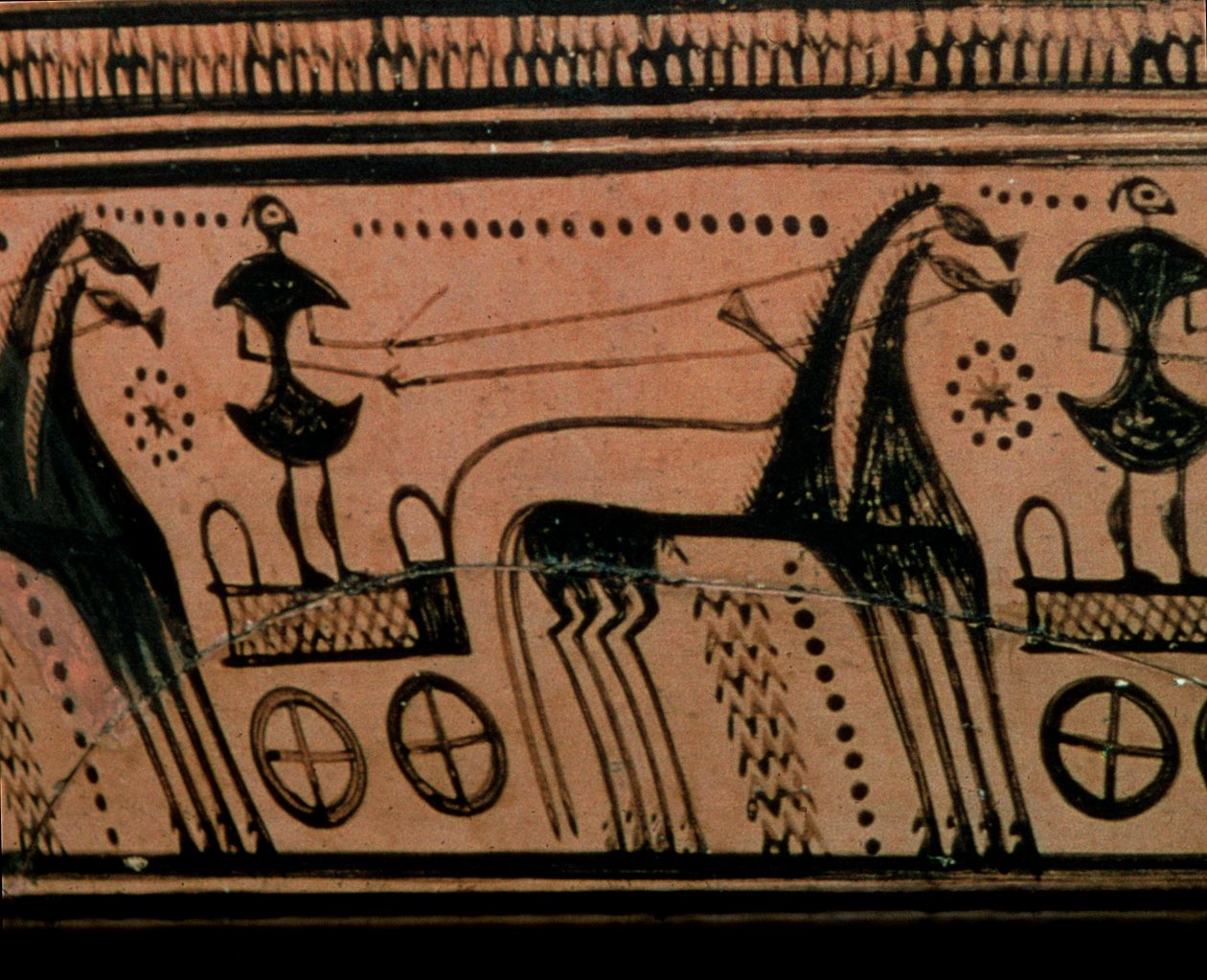 Bir savaş arabasını betimleyen Urn, Geometrik by Hirschfeld painter