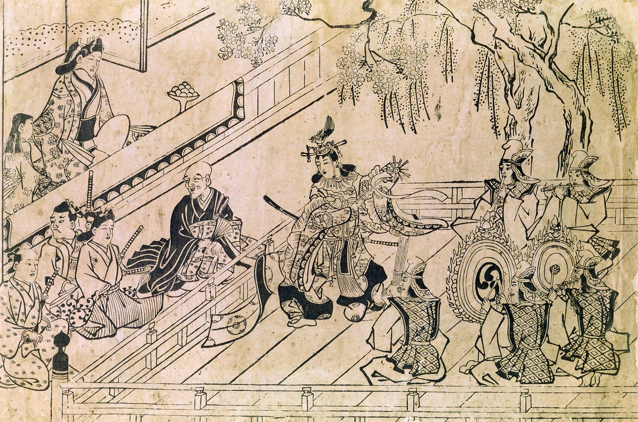 Kutsal Dans Sahnesi (tahta baskı) by Hishikawa Moronobu