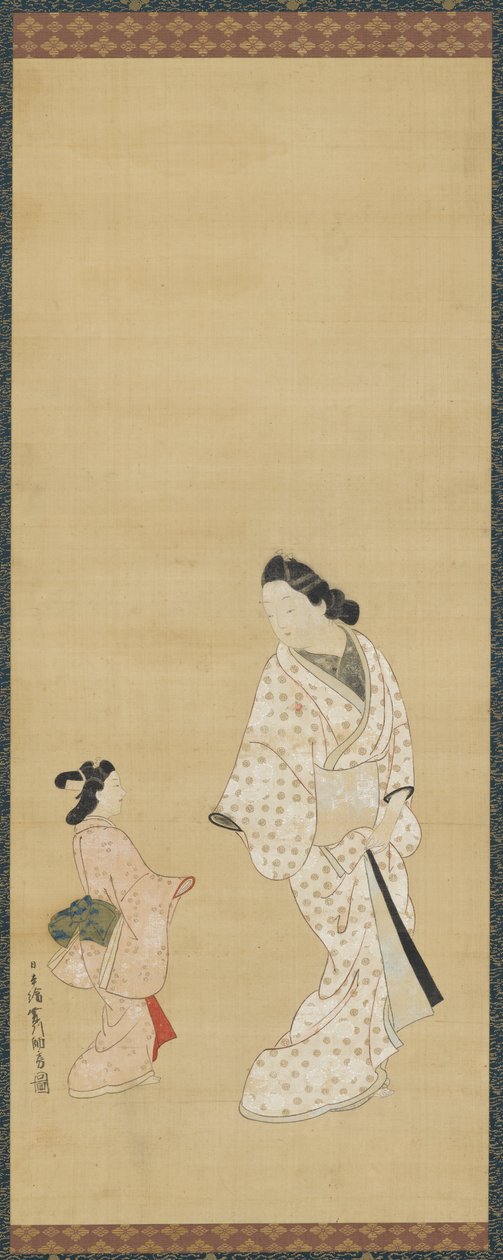 Yujo ve bir kız, 1688-1697. by Hishikawa Morofusa