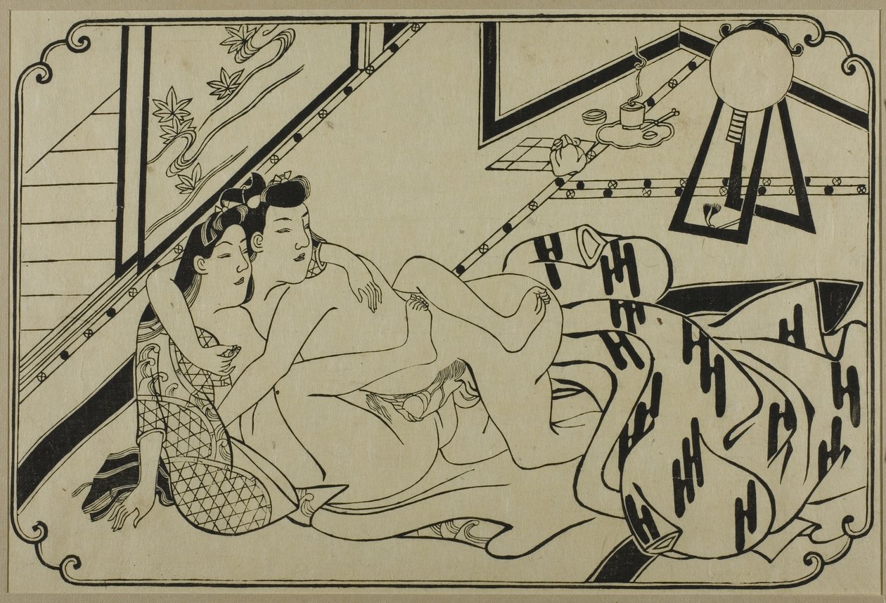 Shunga albümünden bir sayfa by Hishikawa Moronobu