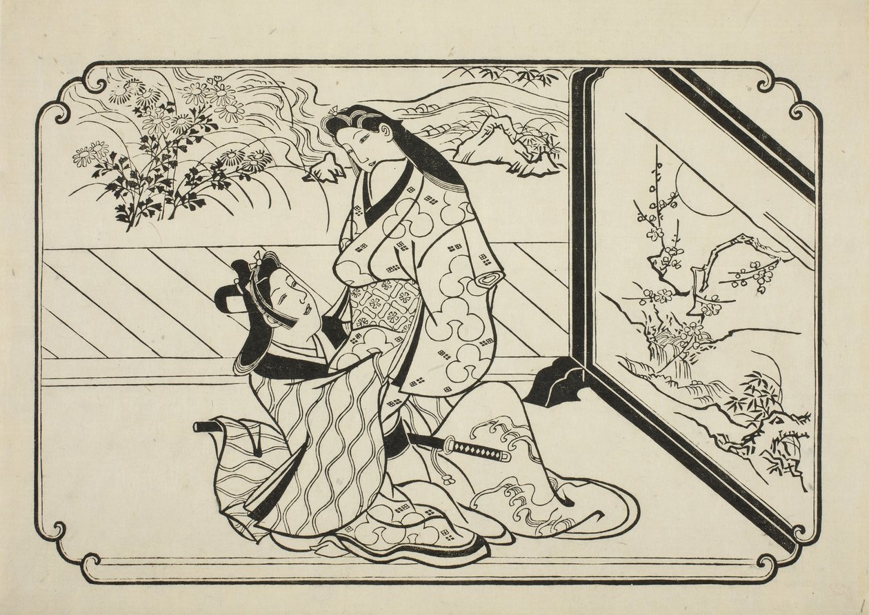 Ekranın Arkası, c.1673-81 by Hishikawa Moronobu