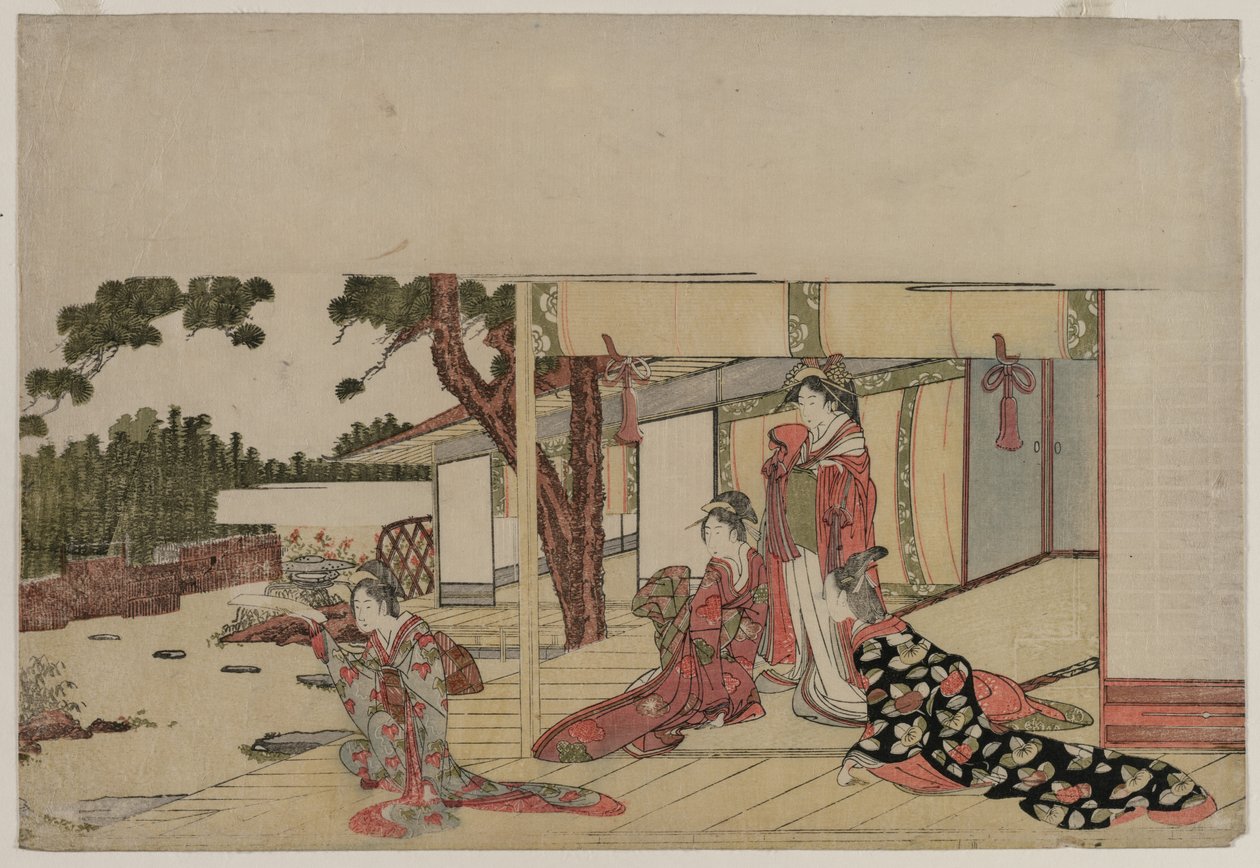Verandadaki Kadınlar, c. 1800. by Hishikawa Sori III