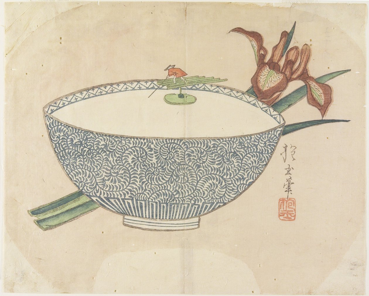(Küçük Kayıkçı Yüzen Su Kasesi), c. 1830 by Hogyoku